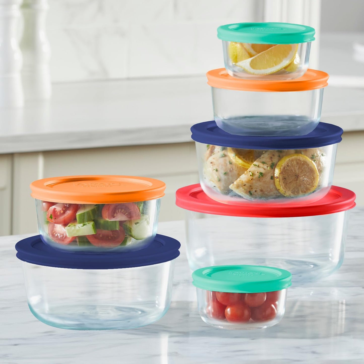 Pyrex Simply Store (12-Pack) Glass Food Storage Containers Set, (1, 2, & 3 Cup) Meal Prep Containers with Plastic BPA-Free Lids, Dishwasher & Microwave Safe