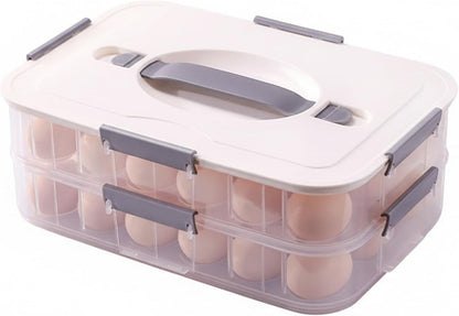 Deviled Egg Carrier, 2-Layer Plastic Clear Tray with Lid & Handle & Buckle Thickened 36 Holder for Fridge Travel Party