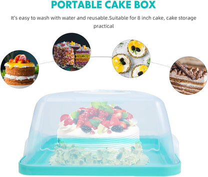 Cake Carrier with Lid and Handle Cake Stand Cupcakes Transport Storage Containers Holder Two Sided Base for Pies Cookies Muffin Pizza Nuts Fruit Dessert Christmas Presents Plastic Cover
