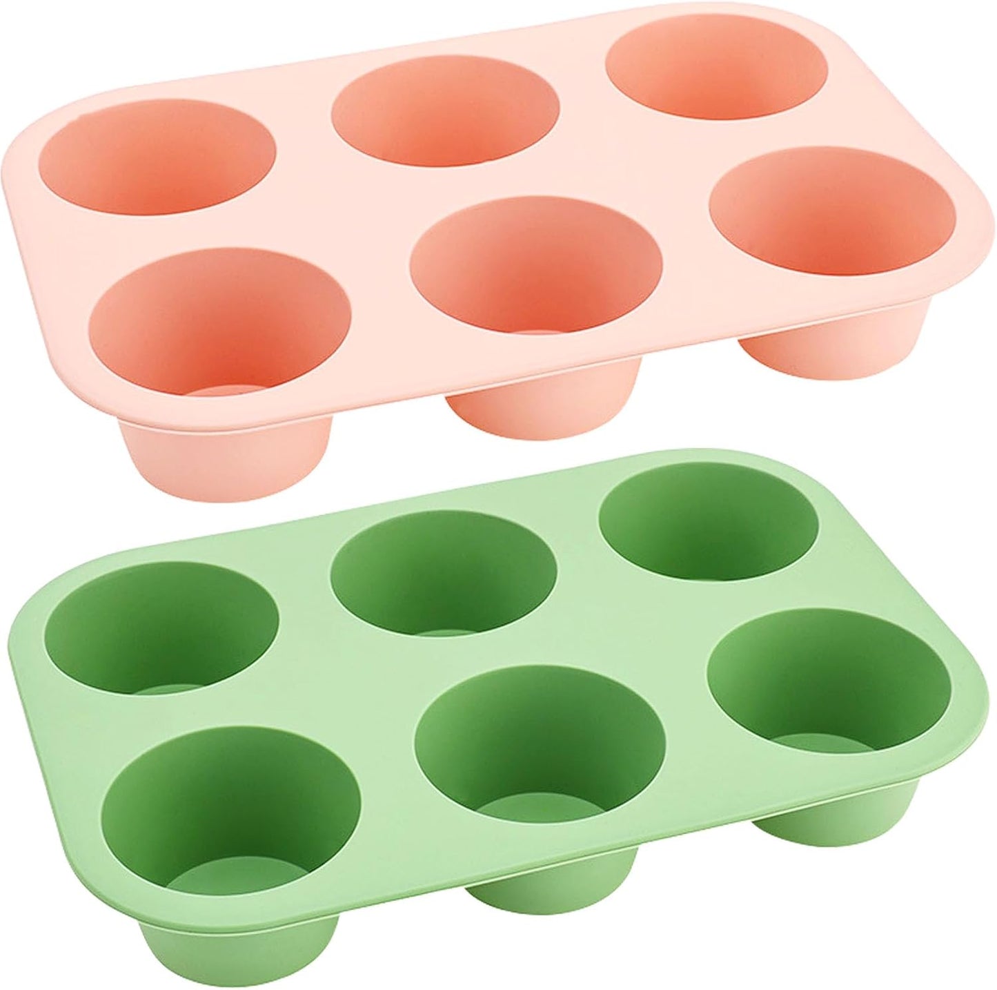 24 Cups Silicone Mini Muffin Pan Set, Nonstick Mini Cupcake Pans, BPA Free Small Muffin Tin for Baking, Set of 2 (Green+Purple)