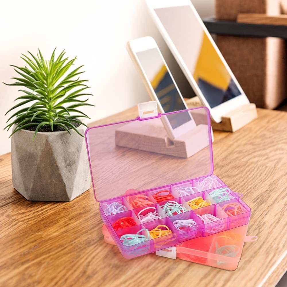 Opret 15 Grids Bead Organizer(4 Pack), Earring Organizer Box, SMALL Plastic Clear Organizing Containers with Adjustable Dividers for Crafts Jewelry Screws Small Items, Size 6.9×3.9×0.9in