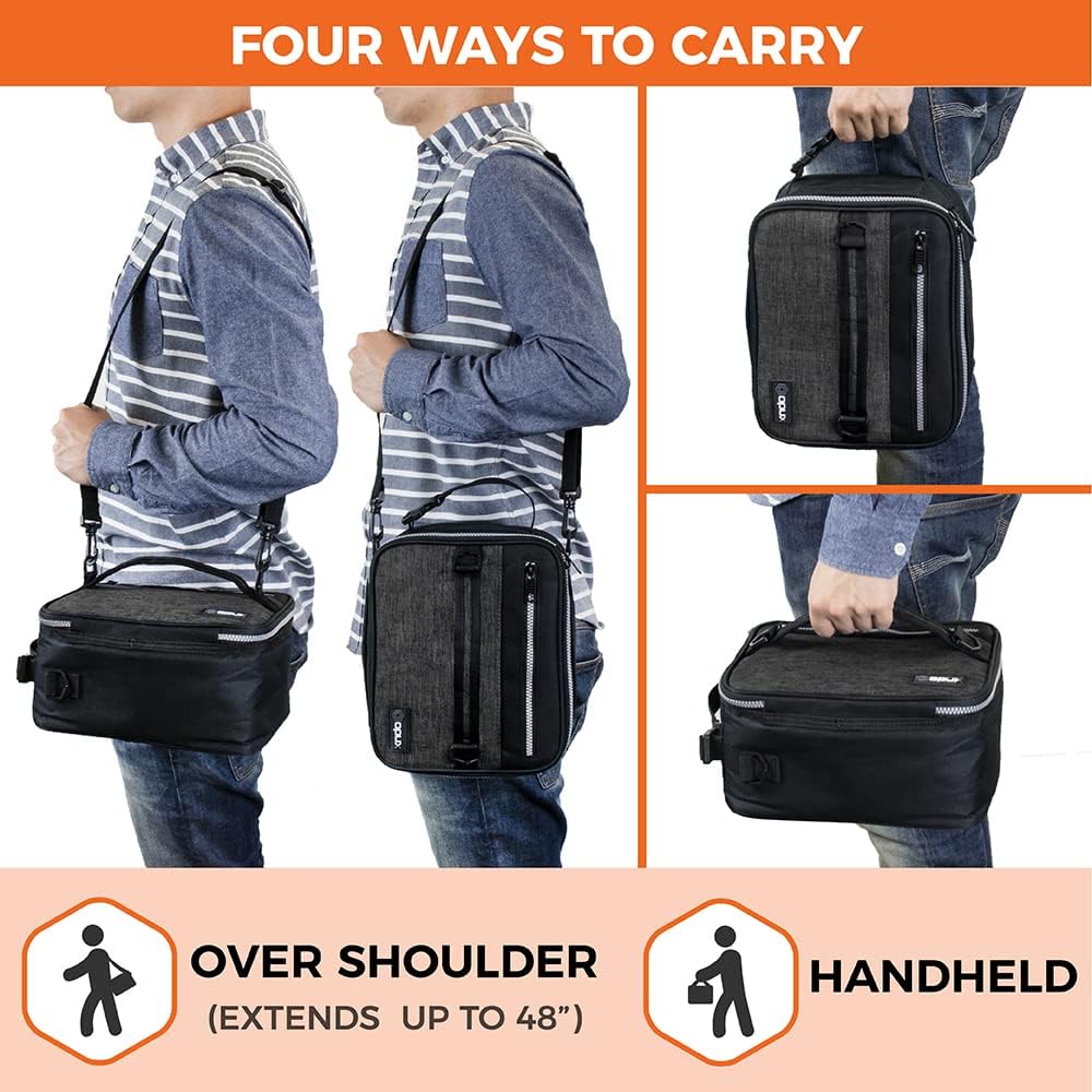 opux Insulated Lunch Box for Men Women Adult, Compact Lunch Bag for Kids Boy Girl Teen, Soft Lunch Cooler Bag for Work School, Leakproof Lunchbox Lunch Pail with Clip-on Buckle, Grey Flowers