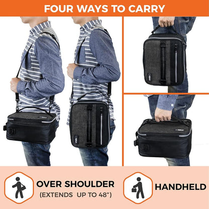 opux Insulated Lunch Box for Men Women Adult, Compact Lunch Bag for Kids Boy Girl Teen, Soft Lunch Cooler Bag for Work School, Leakproof Lunchbox Lunch Pail with Clip-on Buckle, Grey Flowers