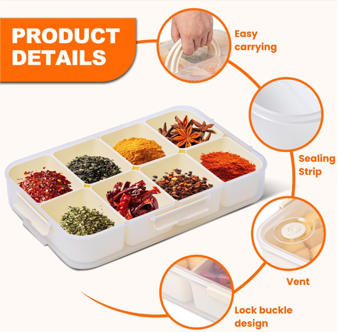 Snackle Box- Divided Serving Tray, MICROWAVE & DISHWASHER Safe, BPA-Free, Portable Snack box with Lid & Handle, Fruit & Snack Organizer.