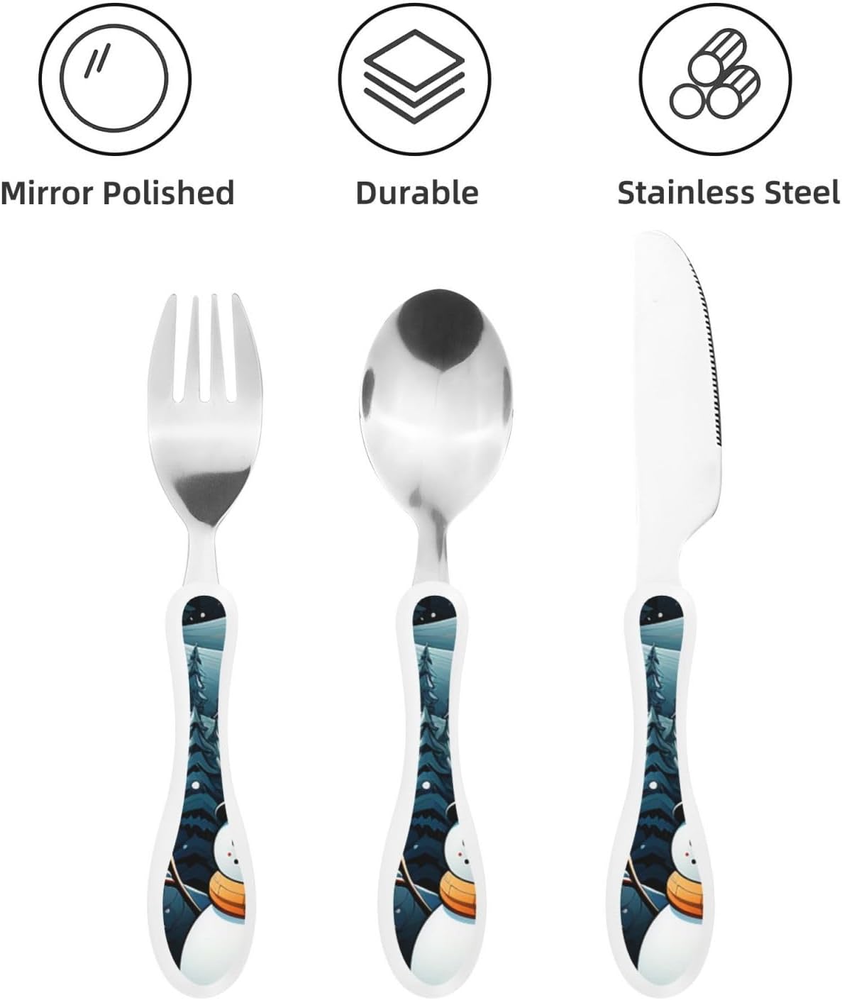 3-Piece Kids Silverware Set With Storage Case, Stainless Steel Reusable Children Safe Knife Spoon Fork Set Blue Active Girl Running Sunset Children Flatware Set For Kids Lunch Box - Colors B