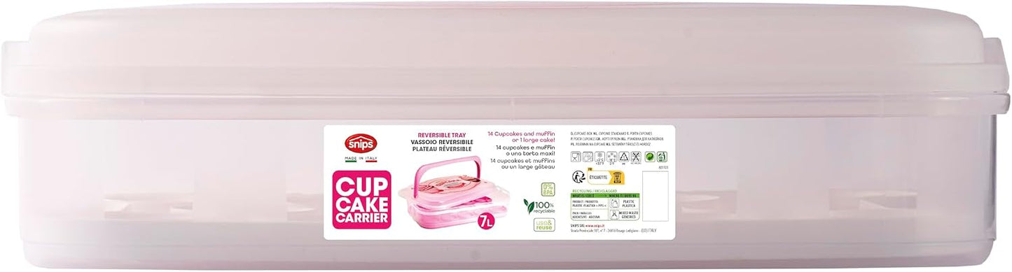 Snips Cupcake Holder 14 Litres White | Double Decorated Container with Double Tray | Made in Italy | BPA-Free