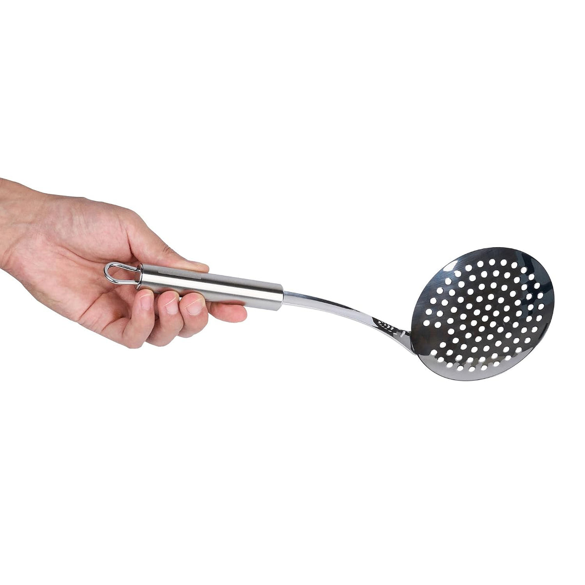 Restaurantware Stainless Steel Spider Skimmer - German Standard Wire Skimmer with Ergonomic Handle, Dishwasher Safe - Wire Strainer Pasta Spoon for Cooking & Frying