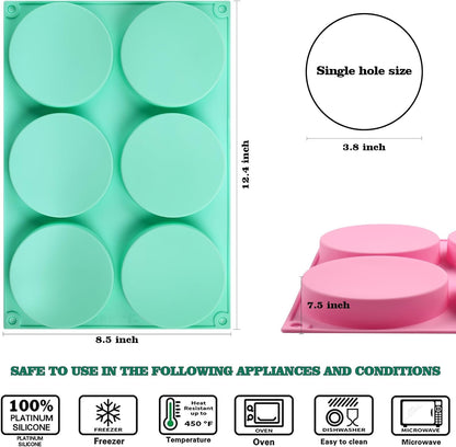 HUAKENER 2 Pcs Mini Fluted Cake Pan, 6-Cavity Fluted Cake Mold, Non-stick Silicone Baking Mold for Cupcakes, Donuts, Cornbread, Brownies, Jellies