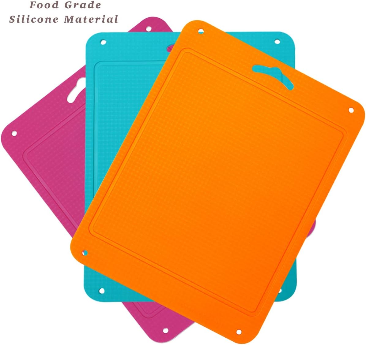 Kingneed Silicone Chopping Mat Flexible Thick Cutting Board Food Grade Material Odorless Two Sided Non-Slipping 0.15 inch Thickness, 12.6 x 9.6 inch for Kitchen (Blue)