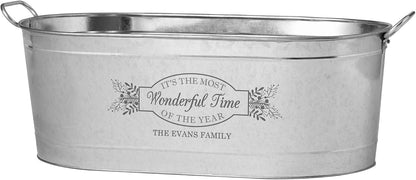 Let's Make Memories Personalized Beverage Tub - Custom Beverage Tub - Customize With Name & initial - Galvanized Drink Tub - 20 ¾"L x 11 ¾"W x 7" H - 5.5 Gallons