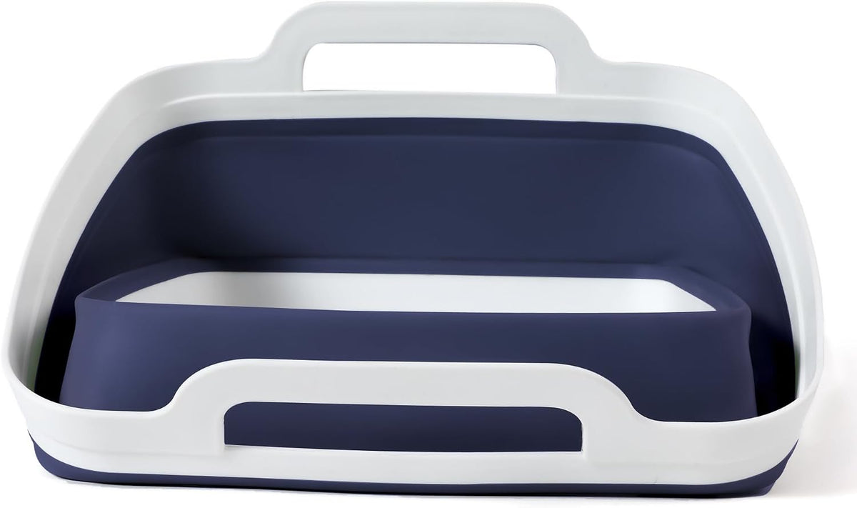 FOSJGO Collapsible Dish Basin with Drain Plug, Foldable Sink, 2.4 Gal (9L)
