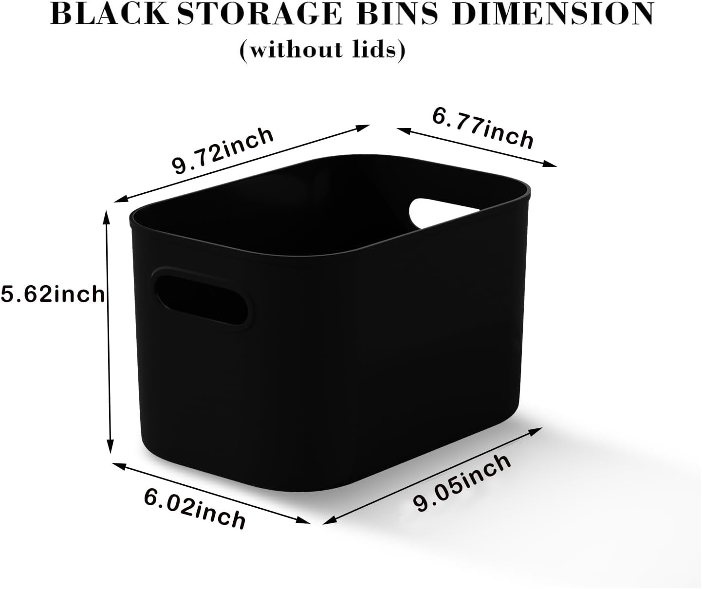 12 Pack Black Storage Bins for Shelves, Plastic Storage Containers for Organizing, Stackable Storage Boxes with Handle, Black Storage Bins for Classroom, Craft, Snacks, Cabinet, 9.7x6.7x5.7inch