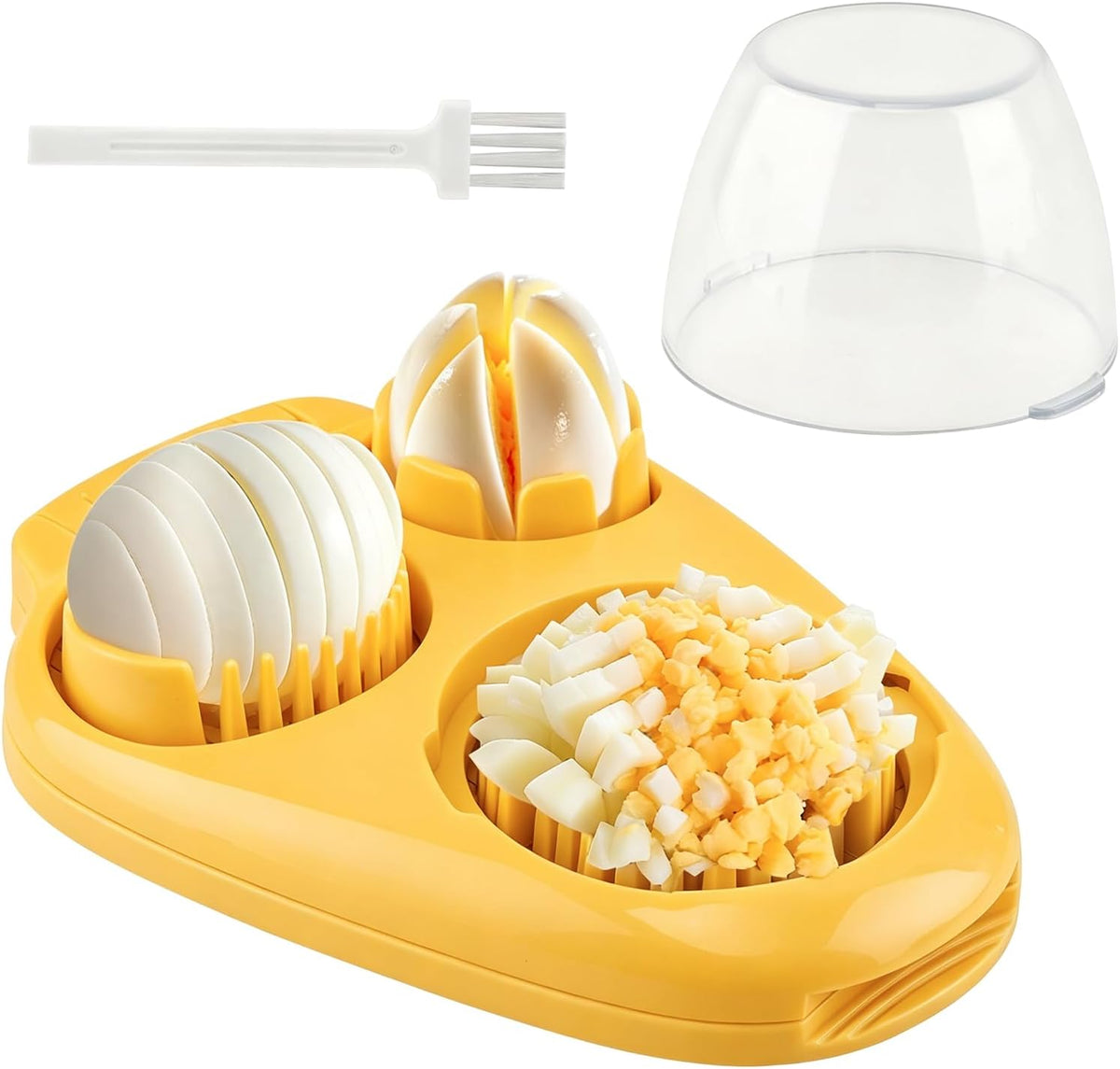3-in-1 Egg Slicer for Hard Boiled Eggs, with Cleaning Brush