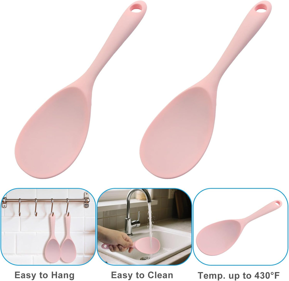 Silicone Rice Spoon Rice Paddle, White, 2 Pcs