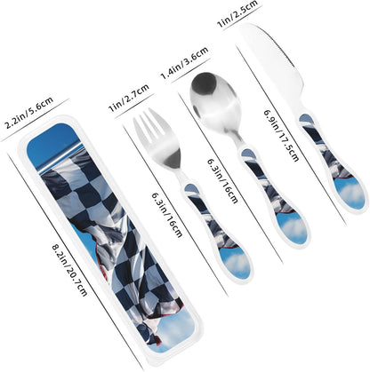 3-Piece Kids Silverware Set With Storage Case, Stainless Steel Reusable Children Safe Knife Spoon Fork Set Classy Flowers Children Flatware Set For Kids Lunch Box