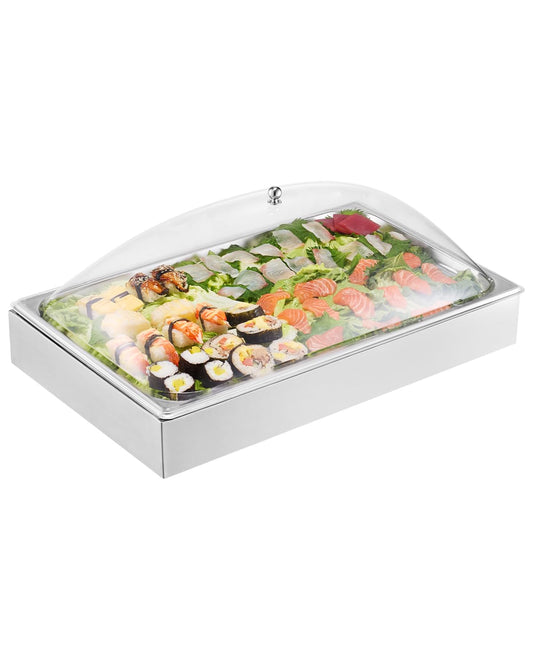 VEVOR Chilled Condiment Server, 4 Compartment Ice Cooled Condiment Serving Container, Chilled Garnish Tray Bar Caddy with Lid, for Bartending & Serving Taco, Salad, Fruit, Home & Restaurant Supplies