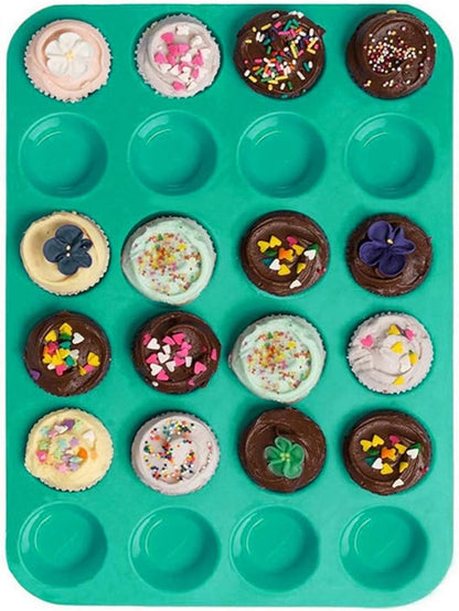 FOCCTS Silicone Muffin Pan, 24 Mini Cupcake Pan for Cream Cheese Fat Bombs, Non Stick, Dishwasher Safe Silicon Bakeware Pans, 2 Pack
