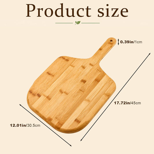 12 Inch Bamboo Pizza Peel, Pizza Paddle Spatula With Handle