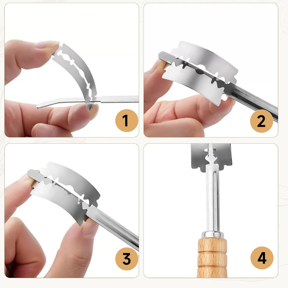 Hand Crafted Bread Lame Premium Sourdough Scoring Tool Bread Making Tools pieces Bread Knife(5 Blades) with Dough Scraper Bread Cutter