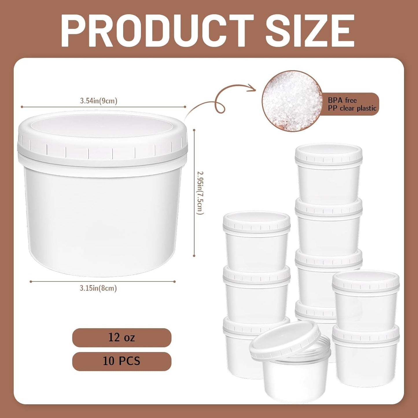 10 Pack 4oz Reusable Small Plastic Containers with Screw Lids, Small Food Storage Freezer Containers, Stackable Food Storage Jars, Sauce Condiment Jars Lunch Box Accessories