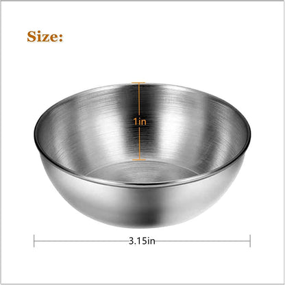 Small Stainless Steel Bowls, 3.3 oz Mini Prep Bowl, Soy Sauce Dish, Dipping Sauce Cups, Reusable Metal Ramekins, Oven & Dishwasher Safe, Set of 6, Silver