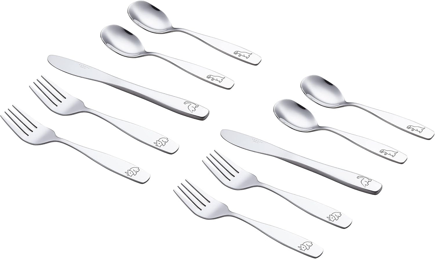 ANNOVA Kids Silverware Children's Safe Flatware Set Stainless Steel - Children Forks, Children Tablespoons, Toddler Utensils, Metal Cutlery Set for LunchBox (Rainbow, 6)