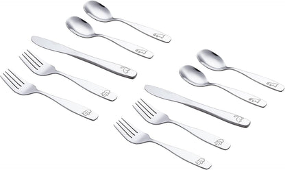 ANNOVA Kids Silverware Children's Safe Flatware Set Stainless Steel - Children Forks, Children Tablespoons, Toddler Utensils, Metal Cutlery Set for LunchBox (Rainbow, 6)