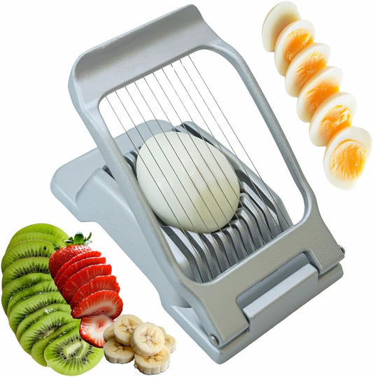 Annie & Mia Design Egg Slicer, Stainless Steel Wires Dishwasher Safe Aluminum Alloy Heavy Duty Multipurpose Cutter For Hard Boiled Eggs or Strawberry, Butter, Kiwi