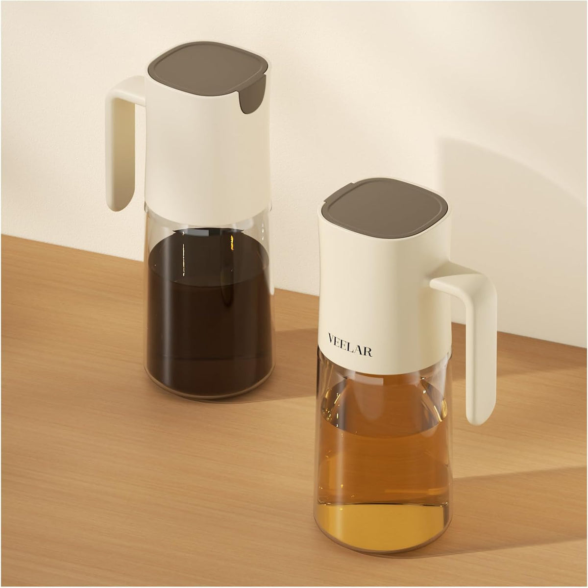 2 Set 550ml Glass Olive Oil Dispenser Bottle(White)