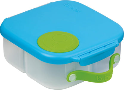 b.box Mini Lunch Box 2-Pack, Leak Proof Bento Box for Kids, 3 Compartment Snack Containers Ages 3+, Lunchbox for Daycare + School, Dishwasher Safe, BPA-Free, PFAS-Free, 4.25 Cup - Blue + Green
