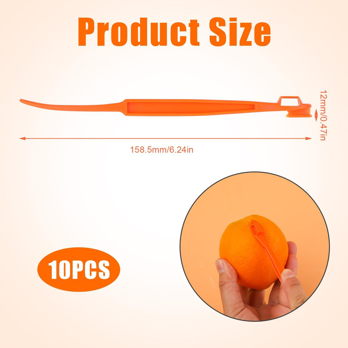 10pcs Orange Peeler Tool, Long Handle Serrated Citrus Peel Cutter