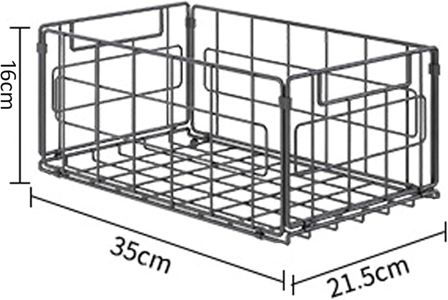 2Pack Wire Storage Bins Baskets,13.8inch Large Foldable Organizer Multipurpose Steel Basket Pantry Storage Bin Rack with Handle for Kitchen Cabinets, Pantry, Freezer, Bathroom,Closets 35x21.5x16 cm