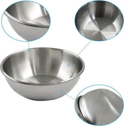 Small Stainless Steel Bowls, Set of 6, 3.3 oz Mini Prep Dishes for Sauce, Dipping, Condiments, and Snacks, Oven and Dishwasher Safe