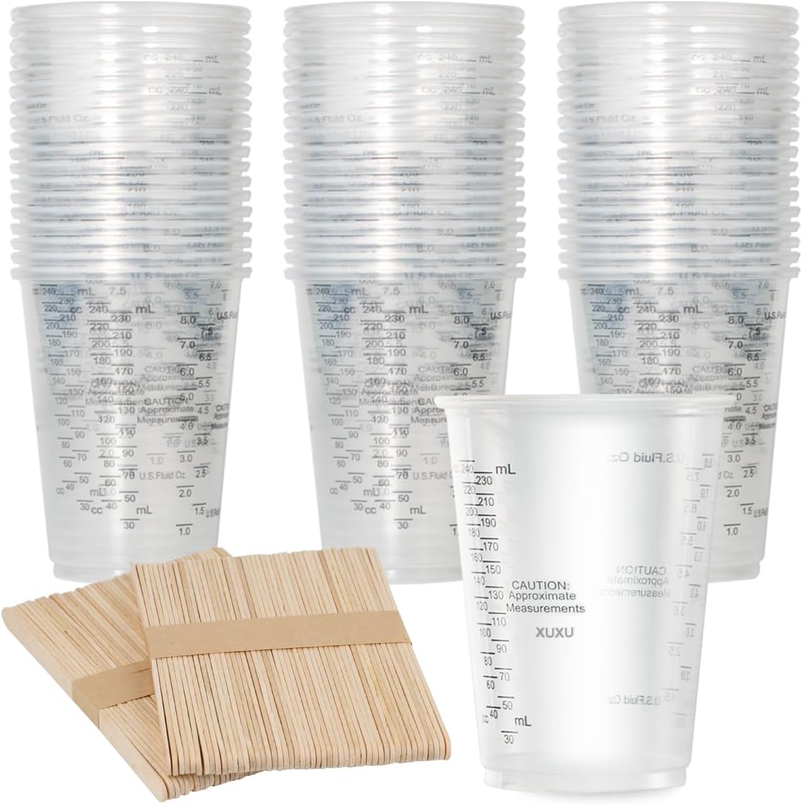 8oz Graduated Clear Plastic Measuring Cups