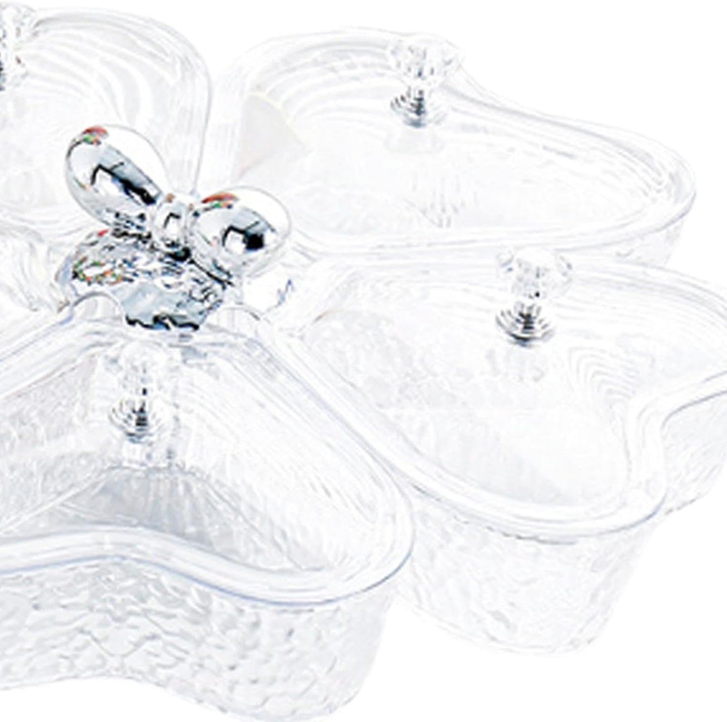 Dried Fruits Tray Candy Snack Plates Platter Appetizer Tray Divided Serving Tray for Cupcake Dried Fruits Family Holiday Home, Clear Grey Bowknot