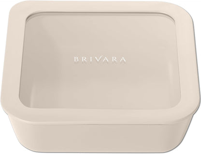 Ceramic Coated Glass Food Storage Container | No PTFE, PFOA, PFAS, and BPA | Reusable Non Toxic Meal Prep Container with Glass Lid | Easy To Store | 3 Cup Rectangle [Onyx]