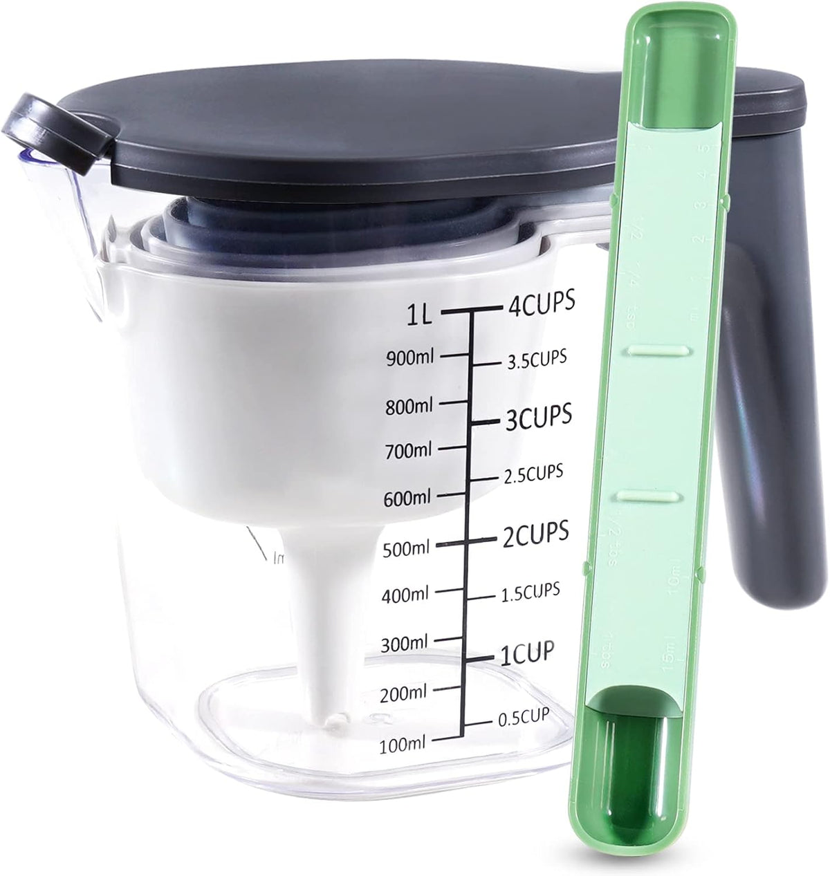 Stackable Measuring Cups & Spoons Set with Lids, Blue