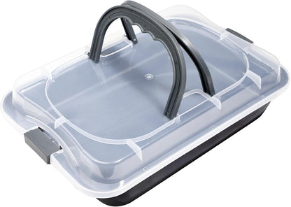 Webake 9x13 Inch Baking Pan with Lid and Handle, Non-Stick Cake Pan 2-Piece Set Rectangle Cake Carrier for Transport & Serve