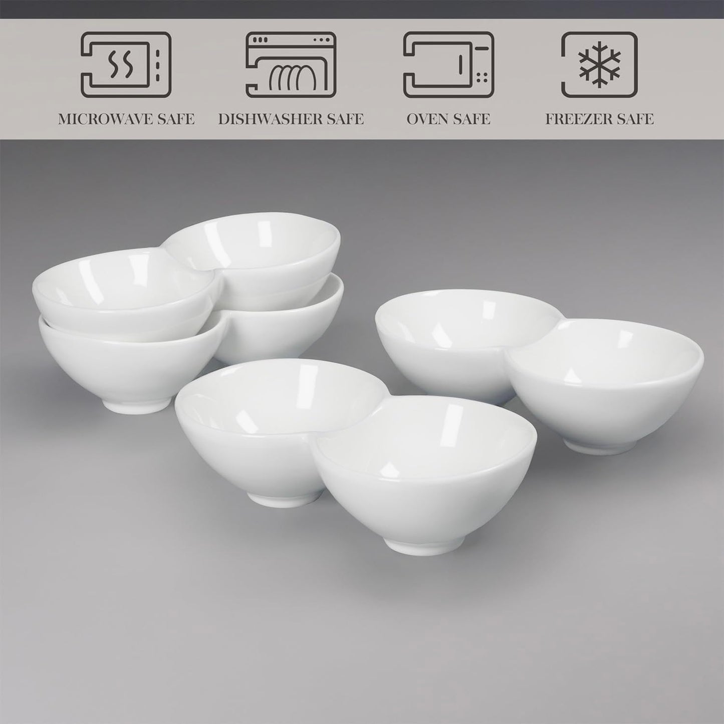 4 Pieces Chip and Dip Serving Set Ceramic Divided Serving Trays Platters Chip and Dip Bowl Compartment Cheese Ball Serving Dish Dumpling Plate for Party Appetizers Snacks Veggies, 7.1 Inch