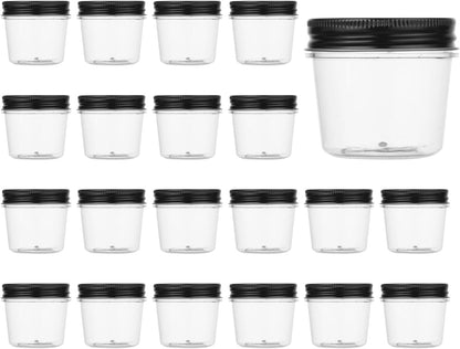 novelinks 4 oz Small Plastic Jars with Lids, 40 Pack Mini Plastic Mason Jars with Lids 4oz, Craft Storage Containers & Canning Jars & Small Spice Jars for Kitchen Organization (40 Pack,Black)