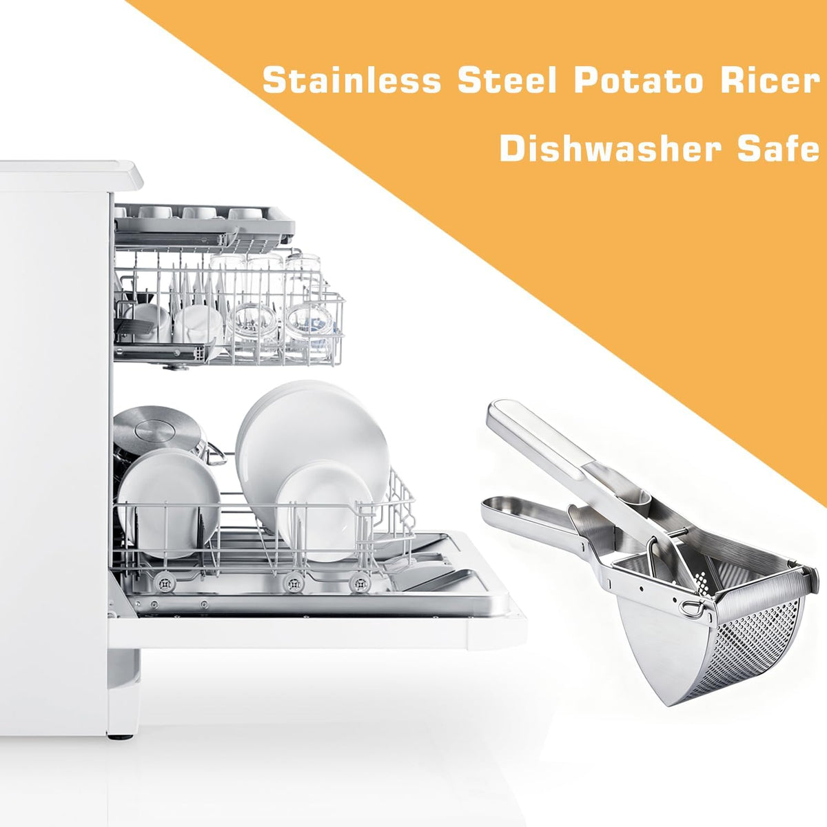 Potato Ricer, AIDOIT Large 22oz Potato Ricer Stainless Steel Potato Masher Heavy Duty for Perfect Fluffy Mashed Potatoes
