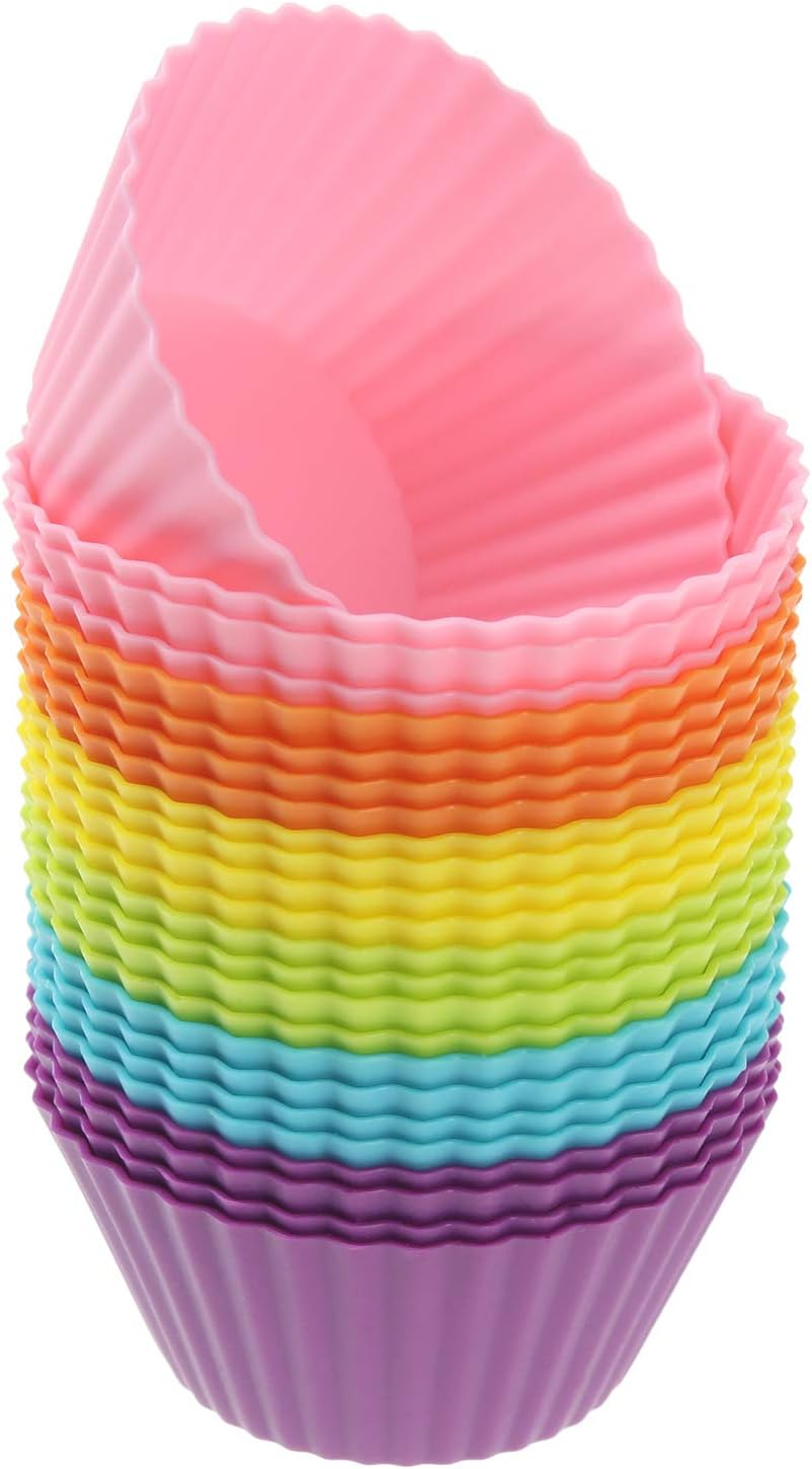 Freshware Cupcake Liners, Pack of 12 Silicone Muffin Cups, Baking Cups, Reusable & Non-stick Cupcake Liners for Party Halloween Christmas, Round