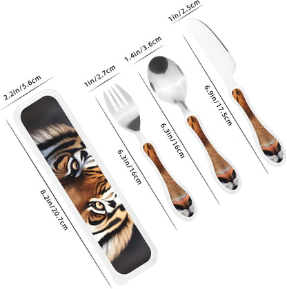 3-Piece Kids Silverware Set With Storage Case, Stainless Steel Reusable Children Safe Knife Spoon Fork Set Sugar Skulls Children Flatware Set For Kids Lunch Box