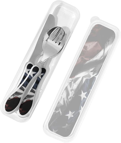 3-Piece Kids Silverware Set With Storage Case, Stainless Steel Reusable Children Safe Knife Spoon Fork Set Candy Children Flatware Set For Kids Lunch Box