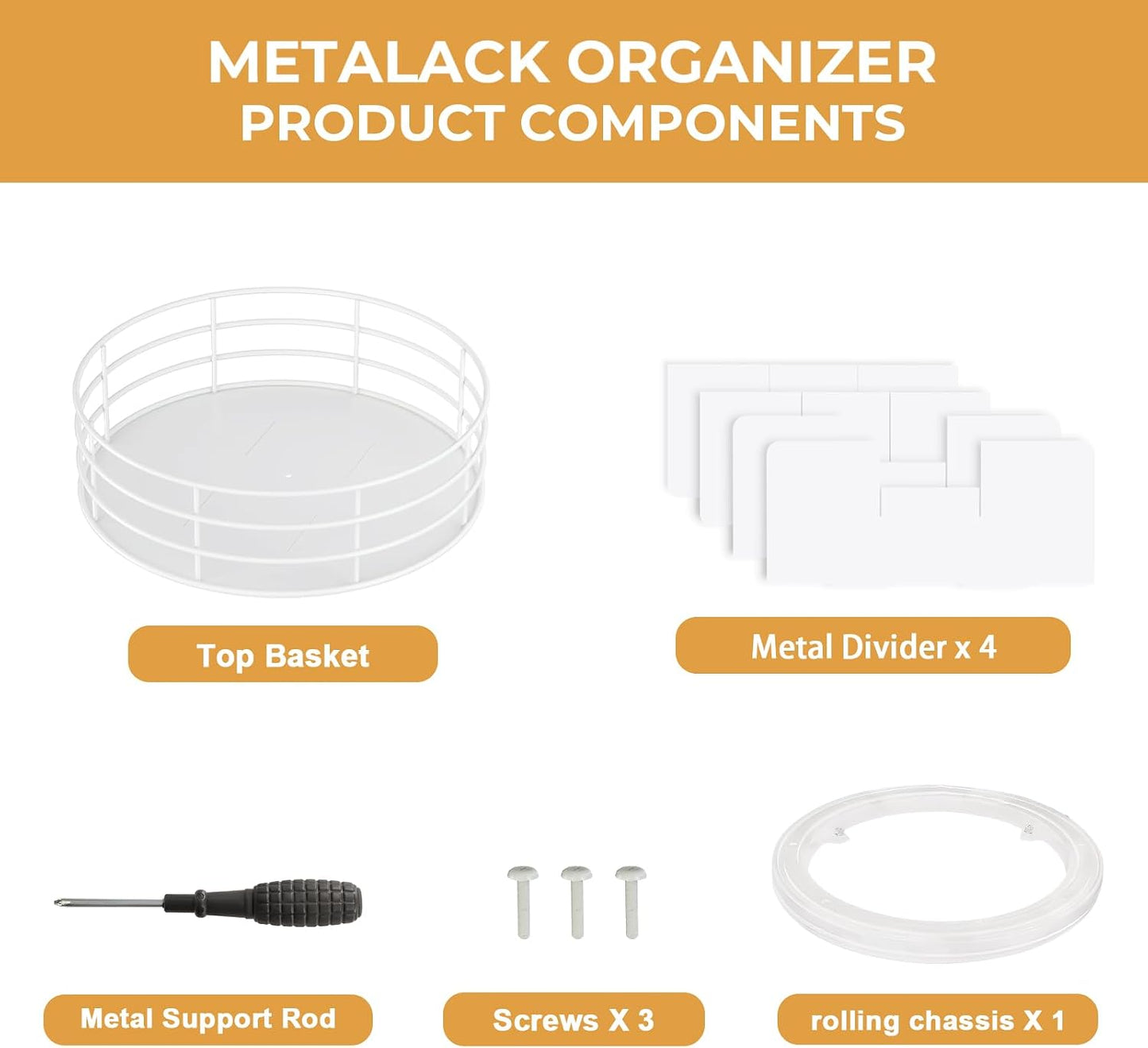 Snack Organizer - Versatile Snack Storage 2 Tier Lazy Susan with Convenient Grab-and-Go Design, Metal Snack Holder for Home, Office, Breakroom, 11.85" L x 11.85" W x 13.3" H (Matte Black)