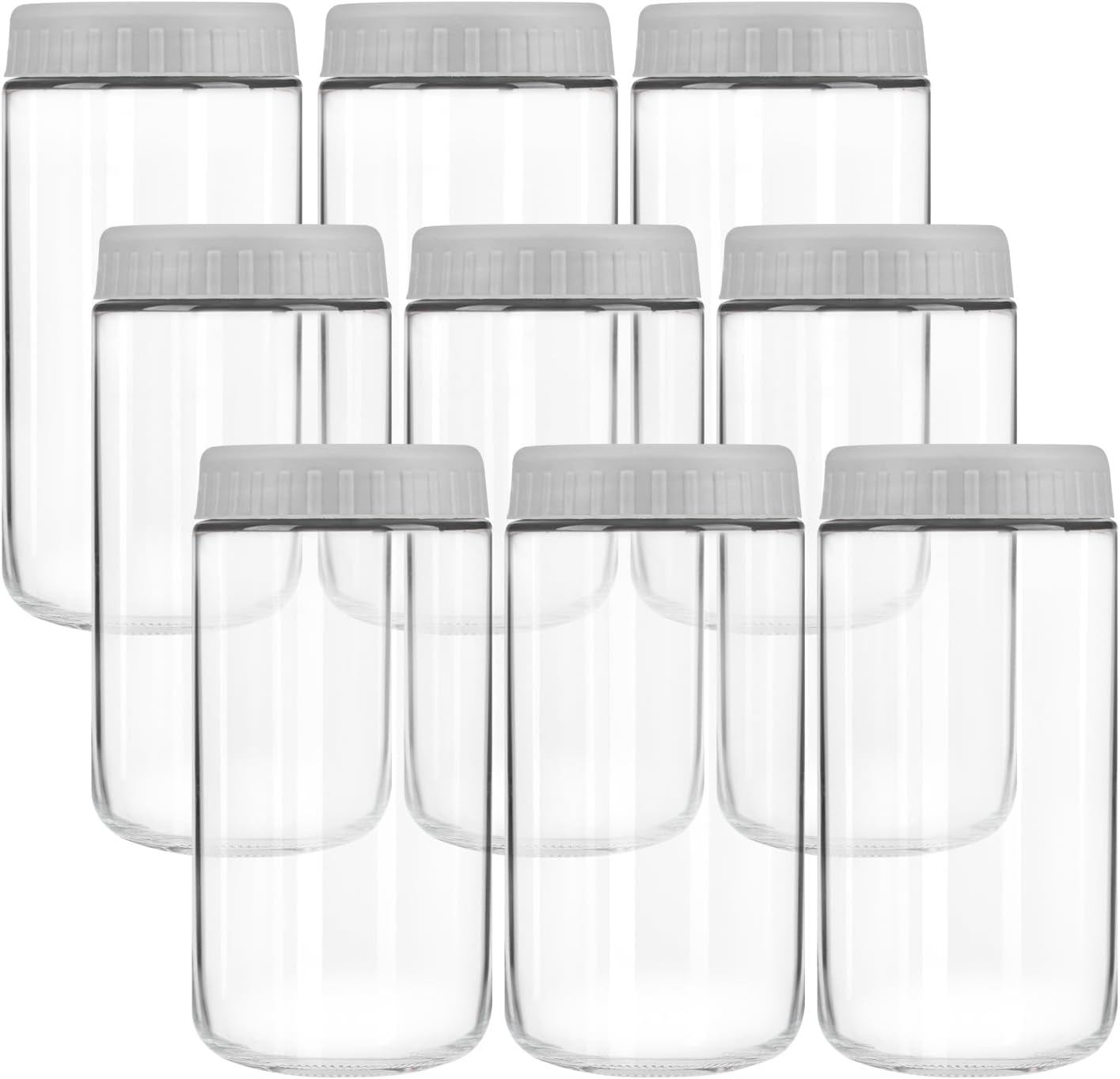Overnight Oats Containers with Lids, 10oz Wide Mouth Mason Jars with Lids, 9 Pack Glass Jars with Airtight lid for Chia Pudding Yogurt Salad, Meal Prer Oatmeal Jars, Pink