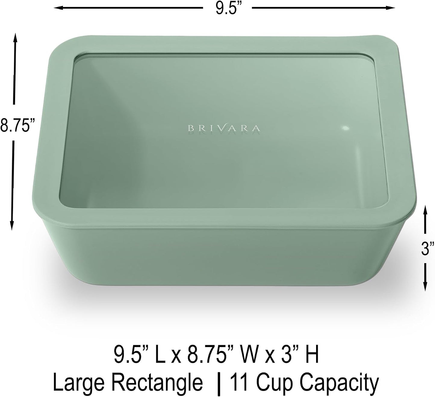 Ceramic Coated Glass Food Storage Container | No PTFE, PFOA, PFAS, and BPA | Reusable Non Toxic Meal Prep Container with Glass Lid | Easy To Store | 3 Cup Rectangle [Onyx]