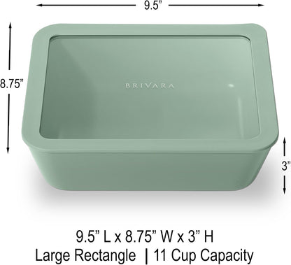 Ceramic Coated Glass Food Storage Container | No PTFE, PFOA, PFAS, and BPA | Reusable Non Toxic Meal Prep Container with Glass Lid | Easy To Store | 3 Cup Rectangle [Onyx]