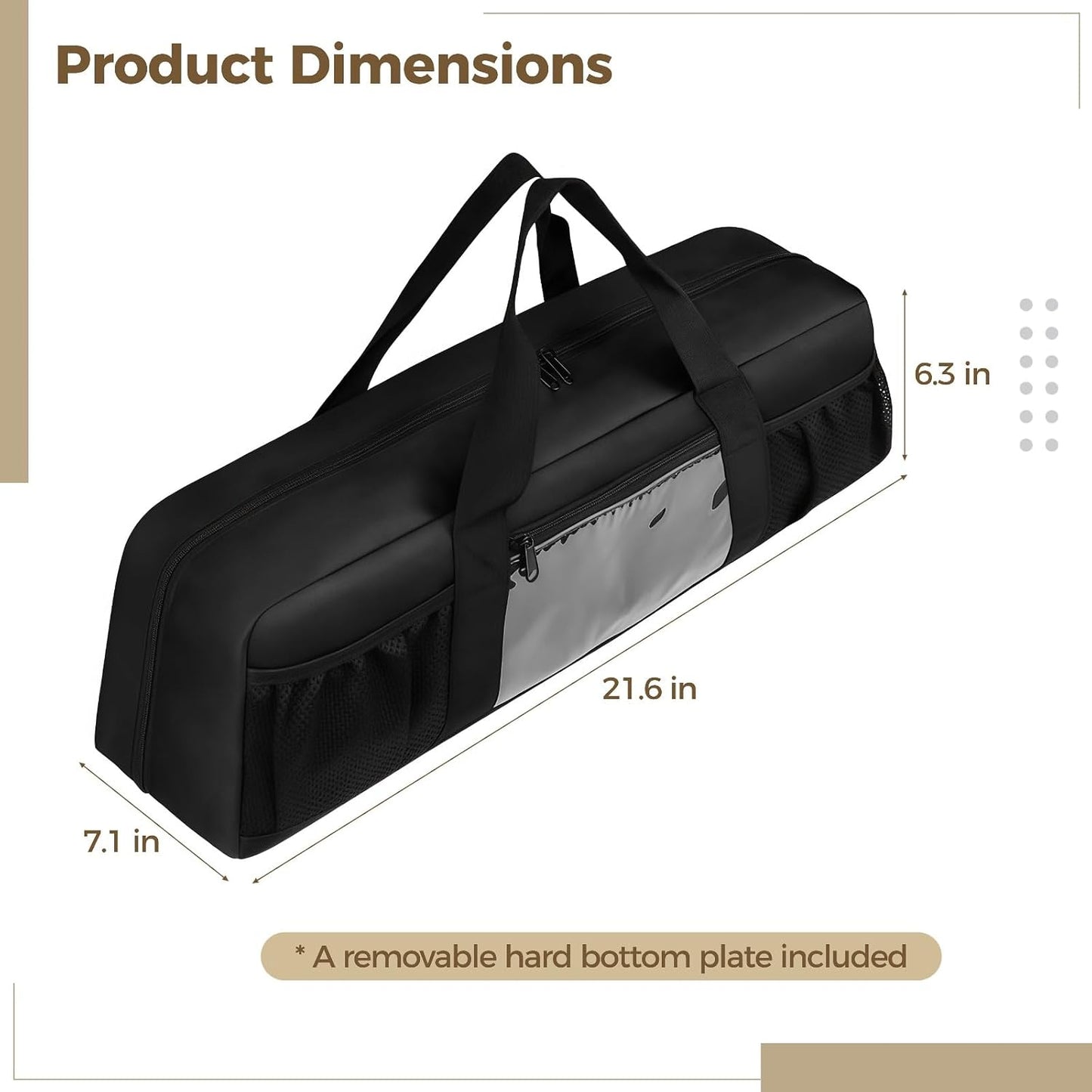 Grill Tool Storage Bag, Outdoor BBQ Utensil Holder for Barbecue Tool up to 20", Large Grill Utensil Storage Caddy with Pockets, BBQ Accessories Case Container for Camping, Bag Only, Black