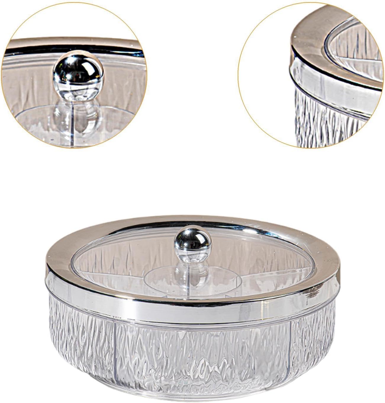 Amagogo Divided Serving Tray with Transparent Lid Snack Tray Rotatable Base Appetizer Platter with 6 Compartments Dessert Dish Suitable for Gift Giving Home D, Golden Bow
